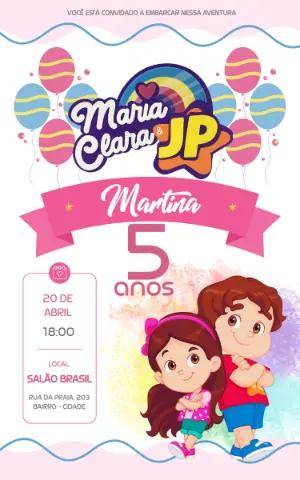 Convite de Aniversário Maria Clara e JP Editável Online