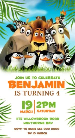 Madagascar Birthday Invitation | Editable Jungle Party Template