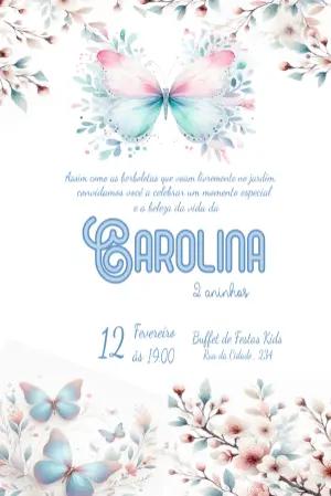 Convite Digital Aniversário Jardim das Borboletas para Editar