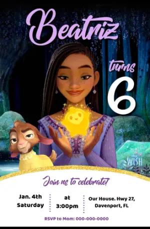 Disney Wish Birthday Invitation | Editable Asha Party Template