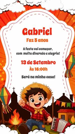 Convite Digital Aniversário Festa Junina para Editar