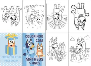 Kit Festa Bluey Animado com Livro de Colorir para Editar