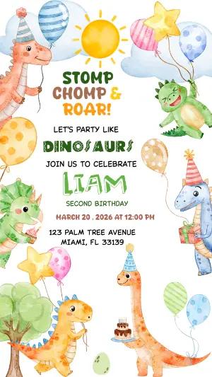 Cute Dinosaur Birthday Invitation | Editable Digital Template
