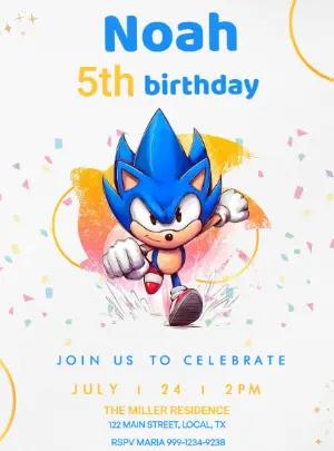 Sonic the Hedgehog Birthday Invitation Editable Template