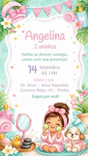Convite de Aniversário Tema Spa Menina Editável