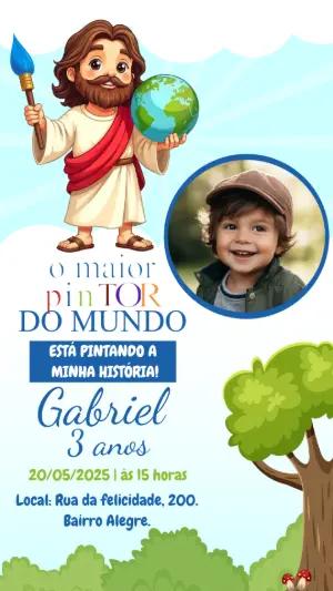 Convite Aniversário O Maior Pintor do Mundo com Foto para Editar