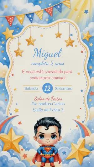 Convite Animado de Aniversário Superman para Editar Online