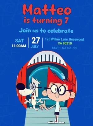 Cartoon Science Boy Birthday Invitation Editable Template