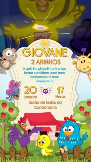 Convite Animado Galinha Pintadinha para Editar