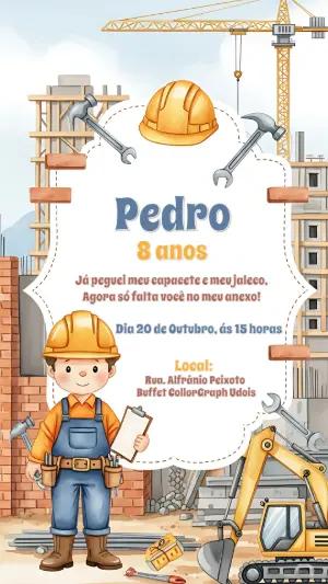 Convite de Aniversário Construtor para Editar Online