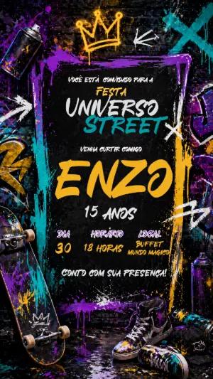 Convite de Aniversário Street Art Graffiti para Editar