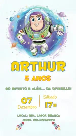 Convite de Aniversário Buzz Lightyear Espacial para Editar