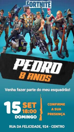 Convite de Aniversário Fortnite para Editar Online