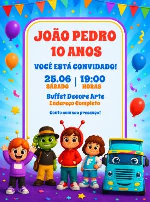 Convite de Aniversário Carreta Furacão para Editar Online