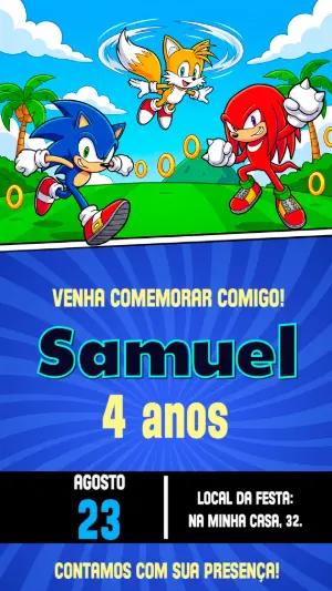 Convite de Aniversário Sonic: Modelo Digital Editável