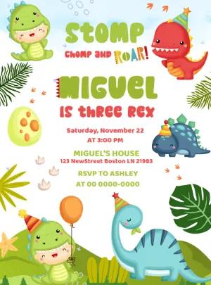 Baby Dinosaur Birthday Invitation to Edit Online