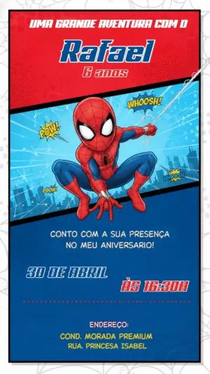 Convite de Aniversário Homem-Aranha para Editar Online