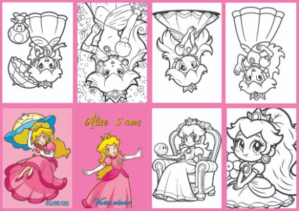 Modelo Editável de Livrinho de Colorir da Princesa Peach