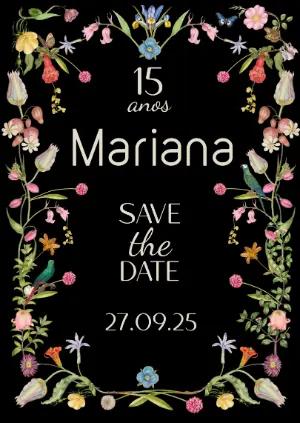 Save the Date 15 Anos Flores Silvestres para Editar Online