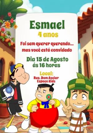 Convite de Aniversário Chaves com Personagens para Editar Online