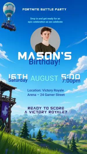 Editable Fortnite Battle Royale Birthday Invitation