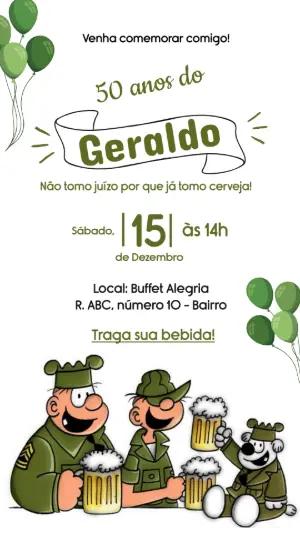 Convite de Aniversário Masculino Cerveja Divertido para Editar