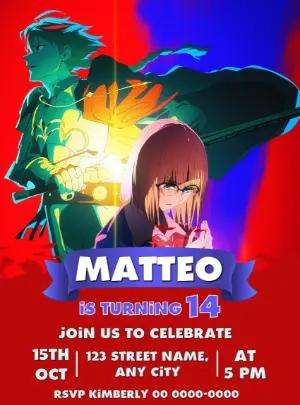 Fate/strange Fake Anime Birthday Invitation Template - Editable Digital Card