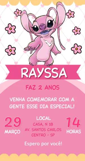 Convite Digital Aniversário Infantil Angel Rosa para Editar