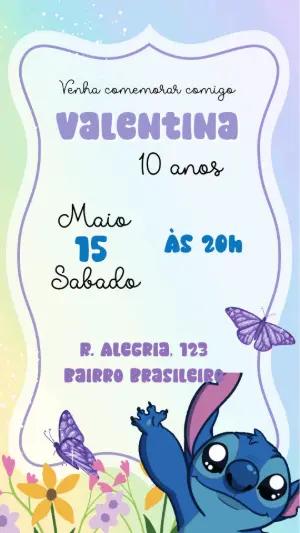 Convite Animado de Aniversário Stitch para Editar Online