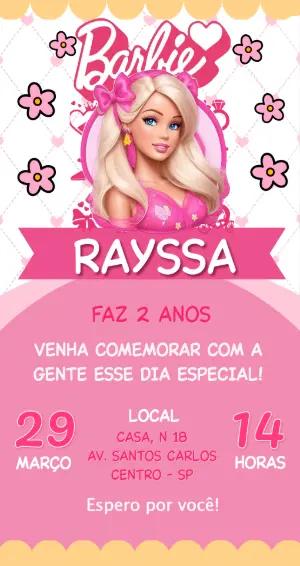 Convite de Aniversário Barbie Rosa Moderno para Editar