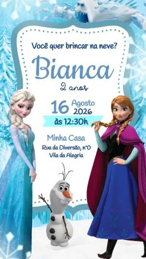 Convite de Aniversário Frozen Editável