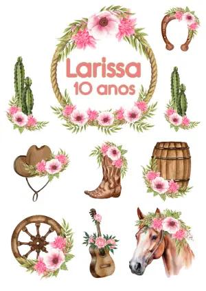 Topper de Bolo Festa Country com Flores para Editar Online