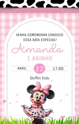 Convite Aniversário Minnie Mouse Milk para Editar Online
