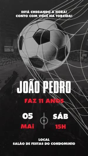 Convite Aniversário Futebol Moderno para Editar Online