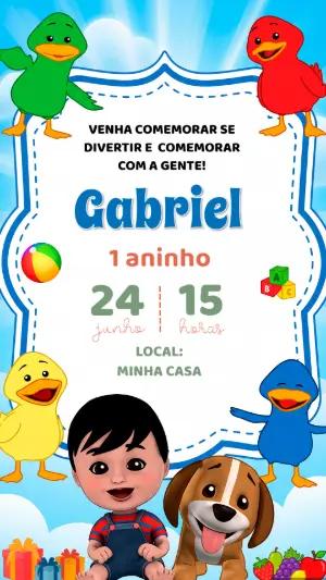 Convite de Aniversário Bento e Totó Colorido para Editar