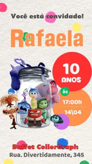 Convite de Aniversário Divertida Mente Colorido para Editar