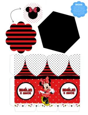 Centro de Mesa Minnie Vermelha Editável para Imprimir