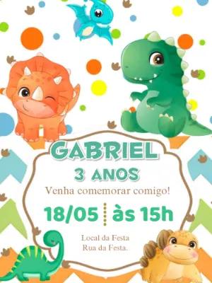 Convite Animado Aniversário Dinossauro Baby para Editar Online