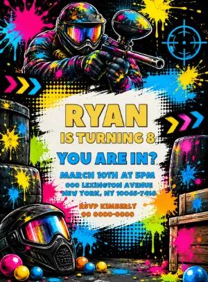 Vibrant Paintball Birthday Invitation | Editable Digital Template