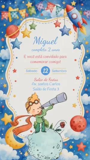 Convite Animado O Pequeno Príncipe: Vídeo de Aniversário Editável
