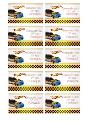 Etiqueta Escolar Hot Wheels Editável para Imprimir