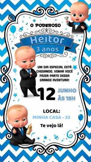 Convite de Aniversário Poderoso Chefinho Azul para Editar