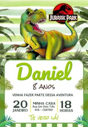 Convite Digital Aniversário Infantil Dinossauro Editável