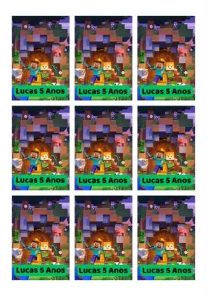 Tag de Aniversário Minecraft com Personagens para Editar