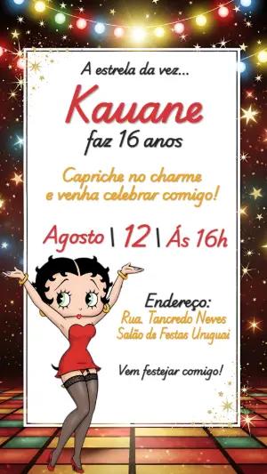 Convite de Aniversário Betty Boop para Editar Online