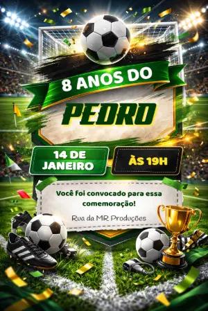 Convite Digital Aniversário Infantil Tema Futebol para Editar
