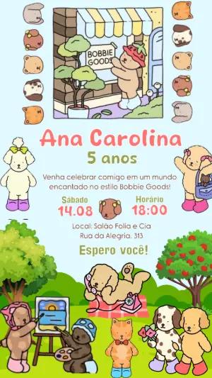 Convite de Aniversário Estilo Bobbie Goods Editável Online