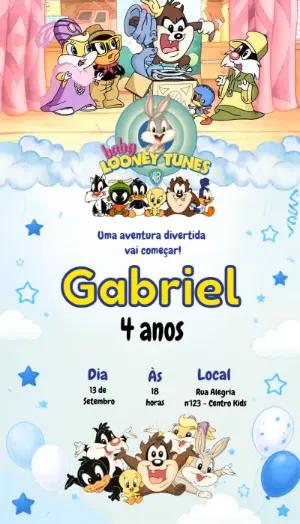 Convite Animado Baby Looney Tunes para Editar