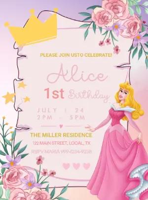 Princess Aurora Birthday Invitation to Edit Online