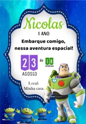 Convite de Aniversário Buzz Lightyear para Editar Online
